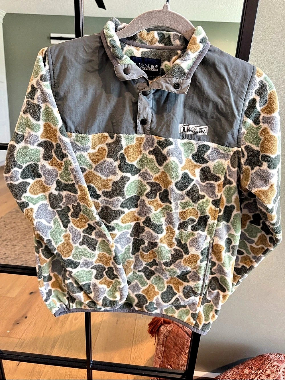 Local Boy Outfitters Camo Fleece Pullover Jacket- Youth XL
